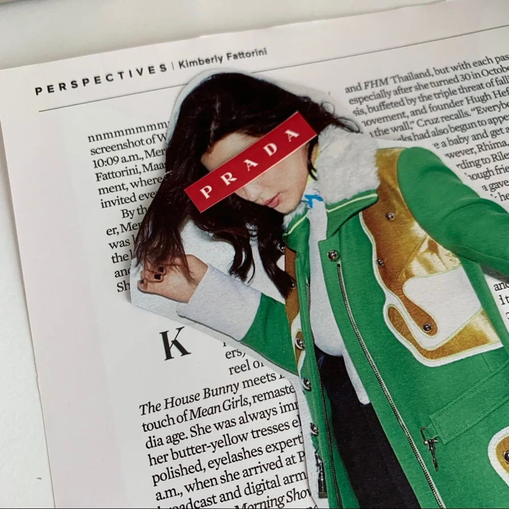 Green Coat Editorial Collage Bold Portrait Modern Wall Art‎ Print